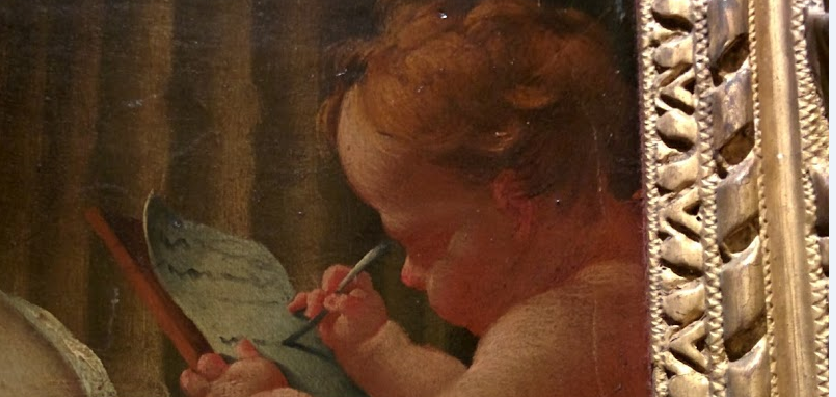 putto dégarni écrivant vouet polymnie